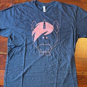 Men’s Navy Blue Unicorn Graphic Tee - Pink Print